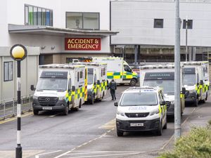 Ambulances outside a hospital