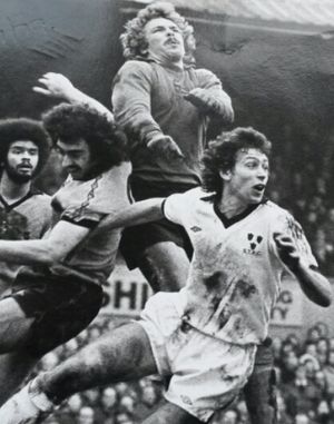Former Town forward Steve Biggins in action