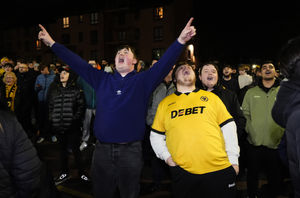 Wolverhampton Wanderers fans protesting outside the ground against the club's owners before the Premier League match at Molineux Stadium, Wolverhampton. Picture date: Monday December 8, 2025.