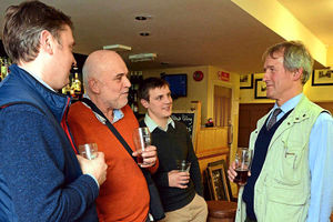 MP Owen Paterson at The White Bear Bear in Whitchurch. Talking to, from left, Harry torrance, David Torrens and Fred Hickish.