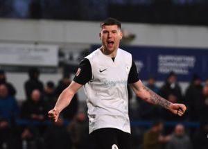 AFC Telford United striker Matty Stenson celebrates a goal