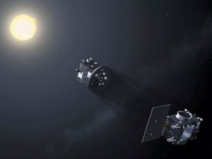 A pair of probes creating an artificial total solar eclipse