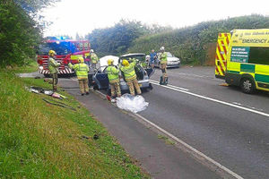 Fire crews at the scene although no one was badly hurt