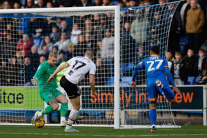 Max Mata of Shrewsbury Town scores a goal to make it 1-0 (AMA)