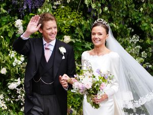 The Duke and Duchess of Westminster on their wedding day