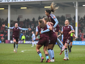 Aston Villa's Chasity Grant celebrates her side's third goal during their Women's FA Cup fifth-round victory over Brighton