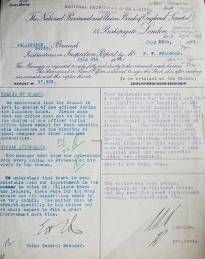 This July 1924 report may be the first one, as the bank opened in Wellington in December 1923
