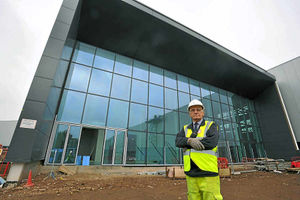 Mr Hawke outside the main reception at the JLR factory on the huge i54 site