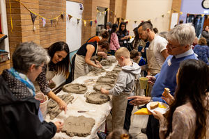 Local communities take part in a workshop with sculptor Luke Perry in Dudley for the Creative Black Country Autumn Social, 2024. Image by Paul Stringer.
