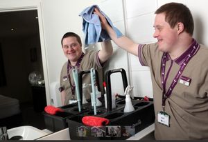 James cleaning one of the rooms