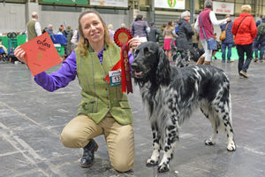 Cannock's Jo Horton and Morgan, who picked up a first place rosette in the Large Munsterlander class.