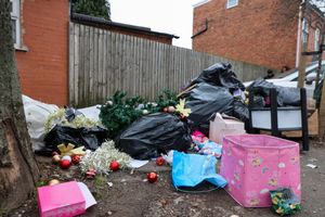 An images shows a pile of bin bags and rubbish on Palace Road in Bordesley Green, Birmingham.