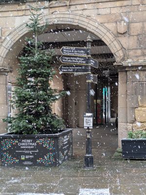 Snow beginning to fall in Shrewsbury. Photo: Marion Guy
