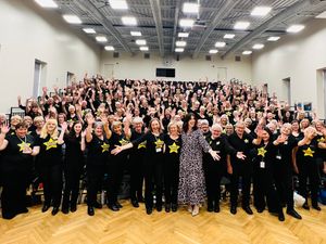Supporting image for story: Founder drops in on Shropshire's Rock Choir
