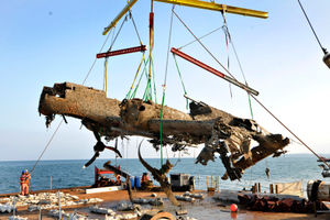 A crane pulled the aircraft from the sea in 2013. Photo: Iain Duncan/RAF Museum/PA Wire  