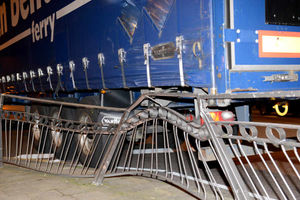 A closer view of the damaged railings