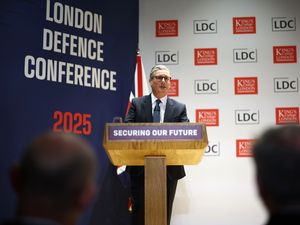 Prime Minister Sir Keir Starmer speaking at the London Defence Conference at Bush House in London