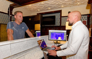 At The Mount Hotel, in Wolverhampton, MD Scott Barnard tests out the temperature check software at reception with general manager Neil Wyatt