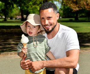 Nathan Flash and son Beuden, aged three, at Mary Stevens Park in Stourbridge. Photo: Tim Thursfield