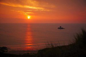 Dramatic sunsets can be witnessed from Jersey's sand dunes