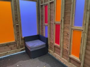 What is left in the reading shelter