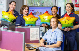 from left: Amy Gidden, Paediatric Senior Sister, Rebecca Taylor, Clinical Nurse Specialist, Ramanpreet Bal, Senior Pharmacist, and Lucy Hayward, Staff Nurse (front) and Rebecca Currie, Matron