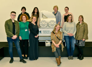 The artists who will be responsible for decorating the trains at the unveiling of the first train statue