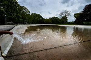 The pool is emptied for the winter months