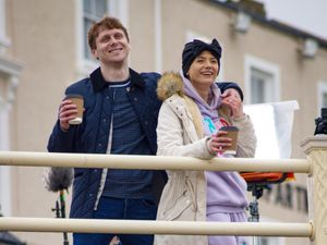 Supporting image for story: EastEnders stars seen filming in Margate share a laugh on the seafront