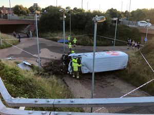 Supporting image for story: DPD driver arrested as van ends up near subway after roundabout crash
