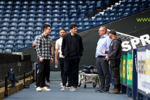 Ryan Mason at The Hawthorns alongside Mark Miles and Andrew Nestor, with head groundsman Rob Lane (Photo by Adam Fradgley/West Bromwich Albion FC via Getty Images)