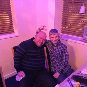 Neil poses for the camera with his son Ryan, aged 16