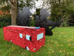 Supporting image for story: Fire station's spectacular remembrance tribute
