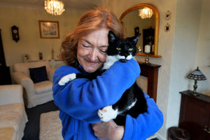 Cats Protection volunteer Trish Colvin with her own rescue cat Bonnie