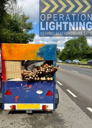 The vehicle which was reportedly losing its load on the M6. Photo: @StaffsRCT