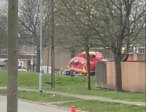 An air ambulance landed on a nearby green. Photo: Donna Crowe