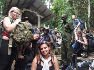 The Highfields students pose with some locals.