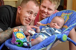 Kyle Powell at home with mother Sarah