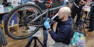 A bike repair carried out at a repair cafe