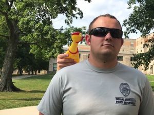 Supporting image for story: These police academy recruits trying not to laugh at a rubber chicken will brighten your day
