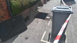 The section of pavement used by Western Power Distribution to access the faulty cable