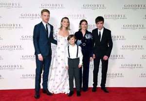 Domhnall Gleeson, Margot Robbie, Will Tilston, Kelly MacDonald and Alex Lawther attending the world premiere of Goodbye Christopher Robin at the Odeon in Leicester Square, London