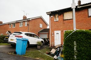 Photos taken at the scene of a fire in Perton, near Wolverhampton