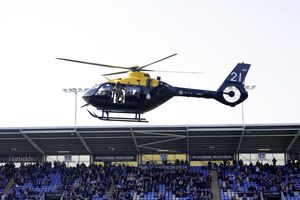 The match ball was delivered by helicopter