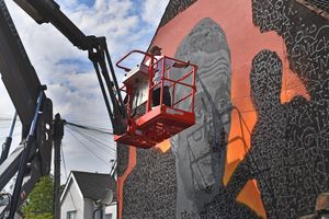 The artwork is planned to be finished by Friday, where the Leaping Wolf will have an unviling barbecue