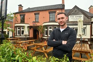 Jae Fitzpatrick from Oldbury stood outside The Crown, a Joule's Brewery pub in Codsall. Photo: Steve Leath