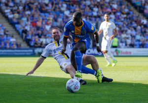 Jake Buxton of Burton Albion and Daniel Udoh of Shrewsbury Town. (AMA)