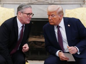 US president Donald Trump meeting Prime Minister Sir Keir Starmer (Carl Court/PA)