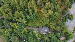 This aerial photo shows how the house is tucked away. Photo: Nick Tart Estate Agents/Rightmove
