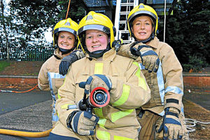 Trail blazers  from left, Jennie Cranage, Sarah Cartwright and Ruth Walkerdine at Hodnet Fire Station